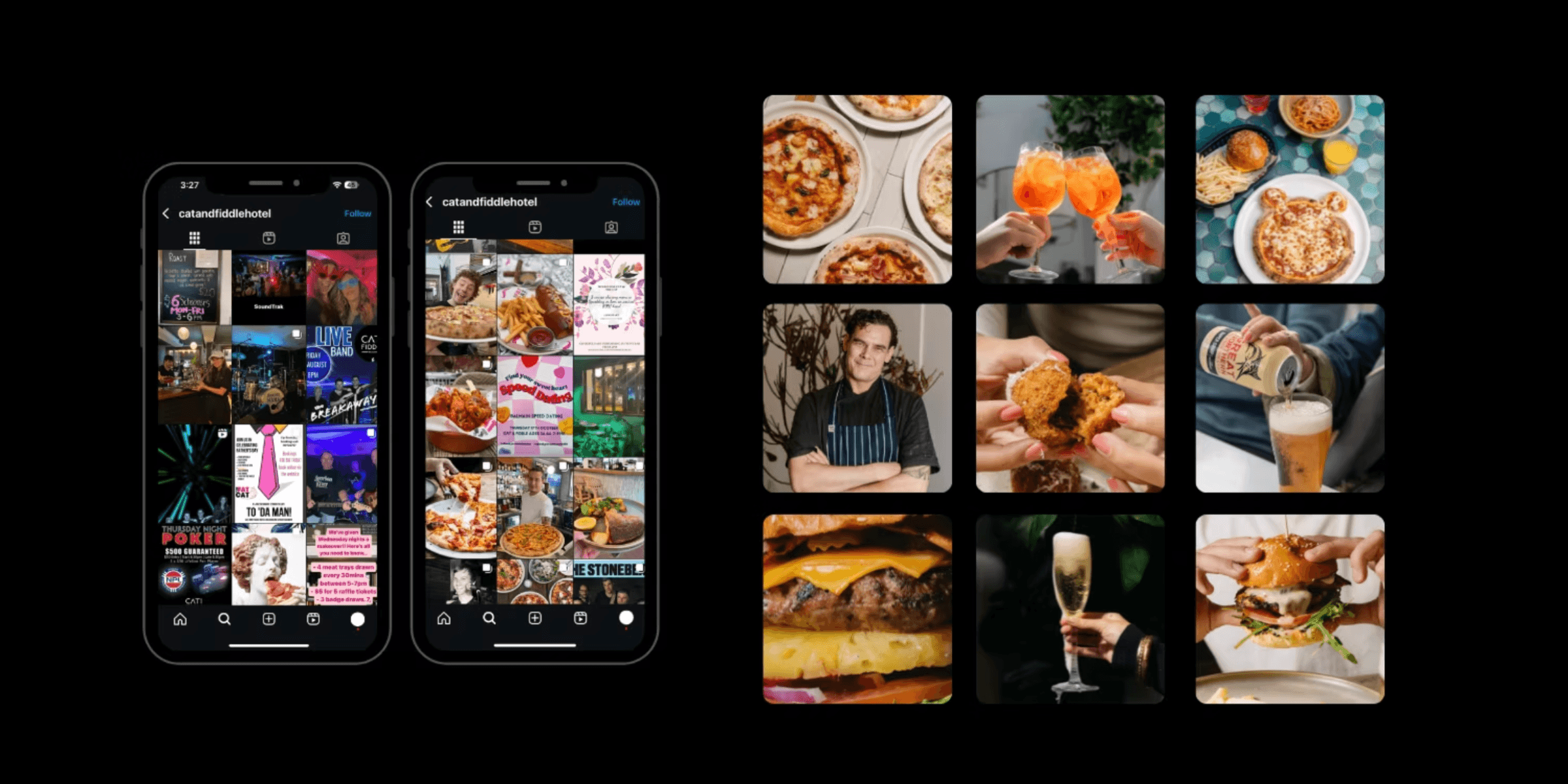 Cat and Fiddle social media feed before and after transformation
