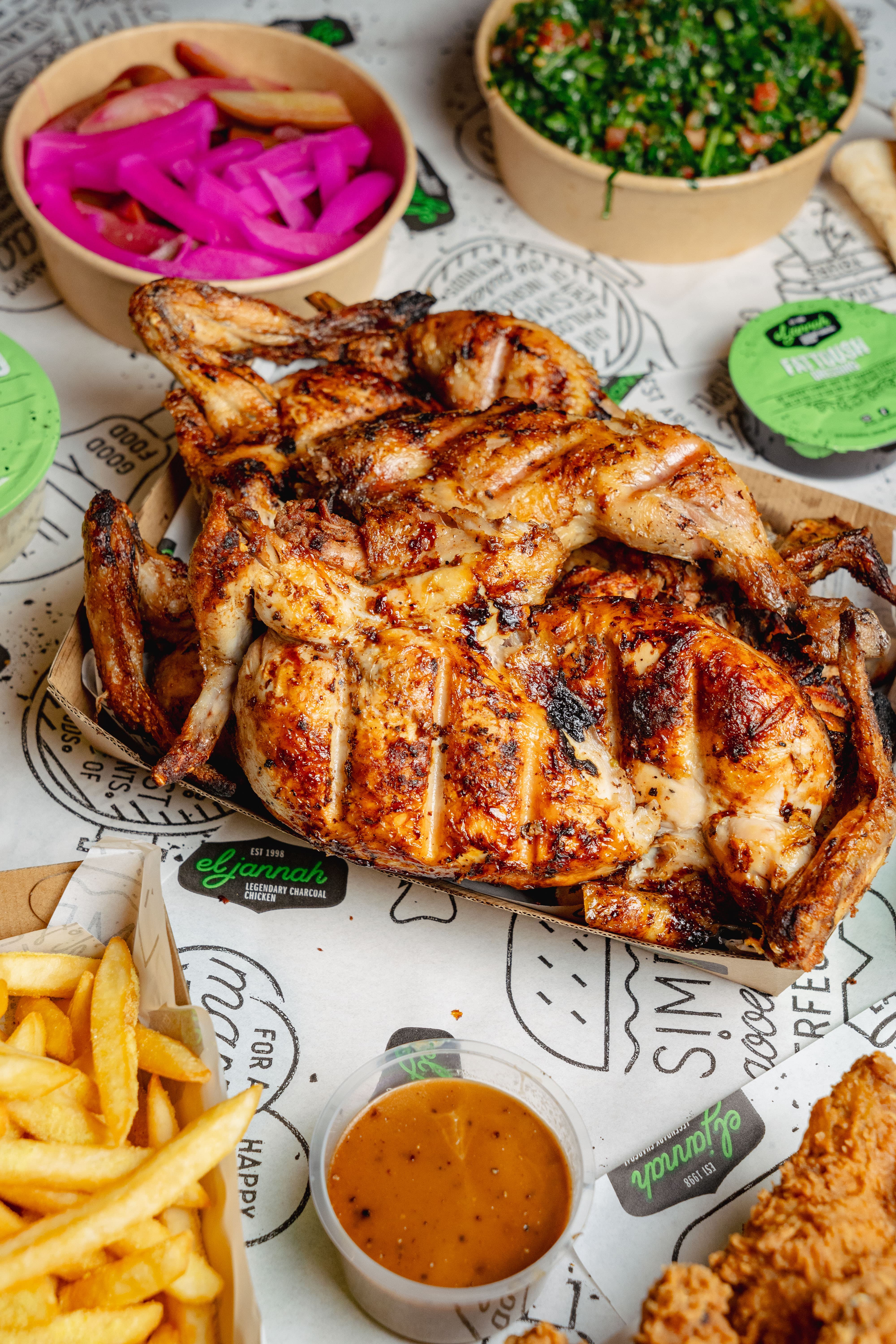 El Jannah charcoal chicken food photography
