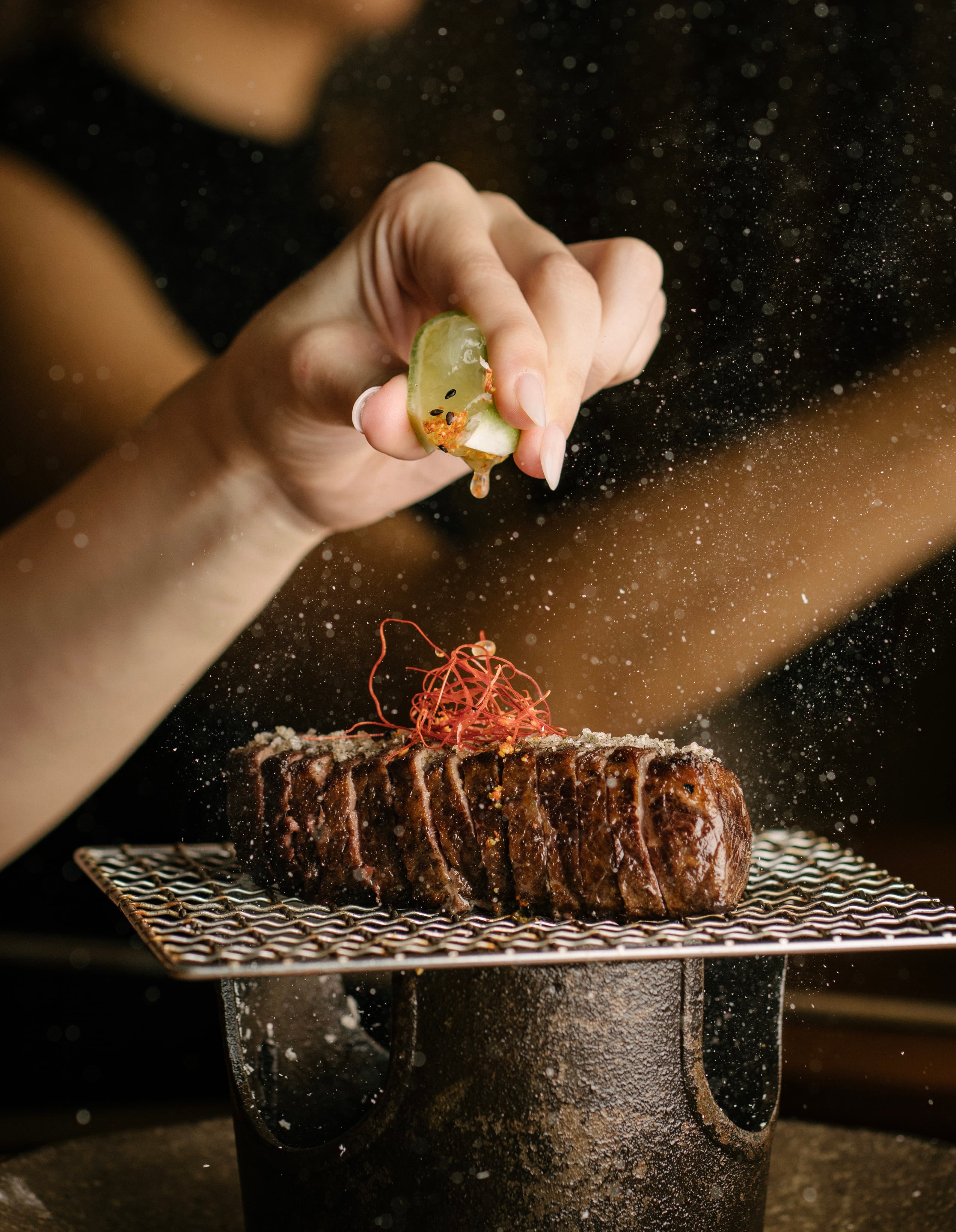Japanese steak macro photography for restaurant campaign
