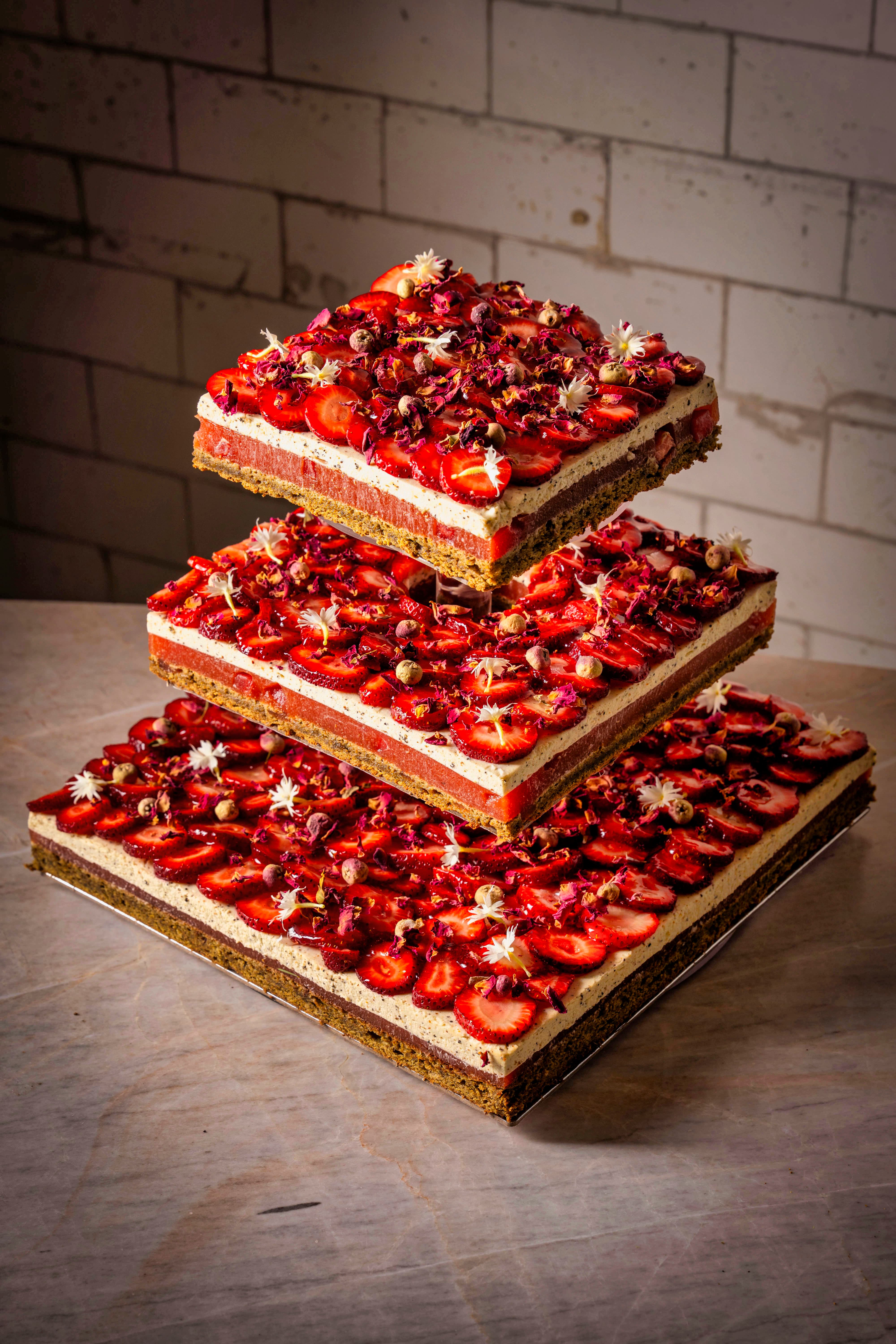 Strawberry watermelon cake photography for bakery campaign